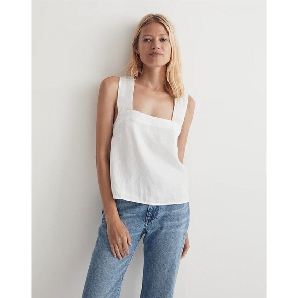 Madewell Tops - Madewell 100% Linen Cross-Back Sleeveless Top NWT Size 12